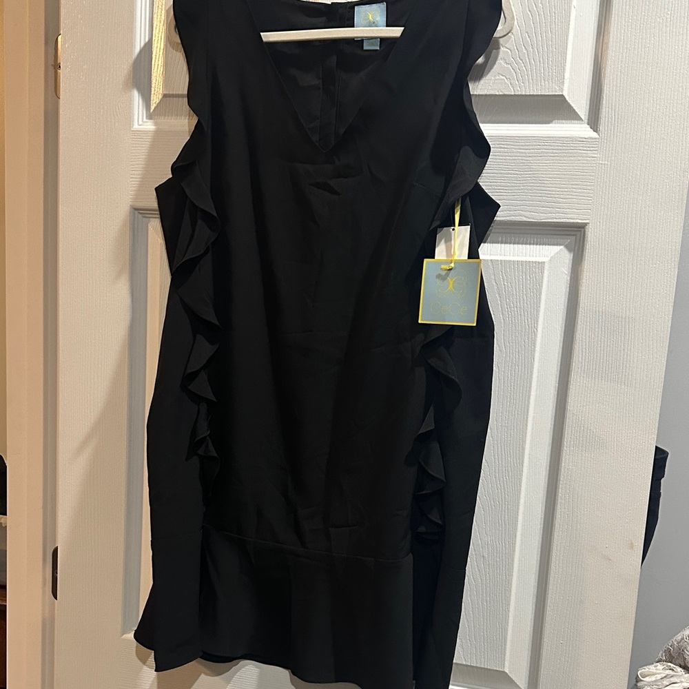 CeCe Black Ruffle Mini Dress